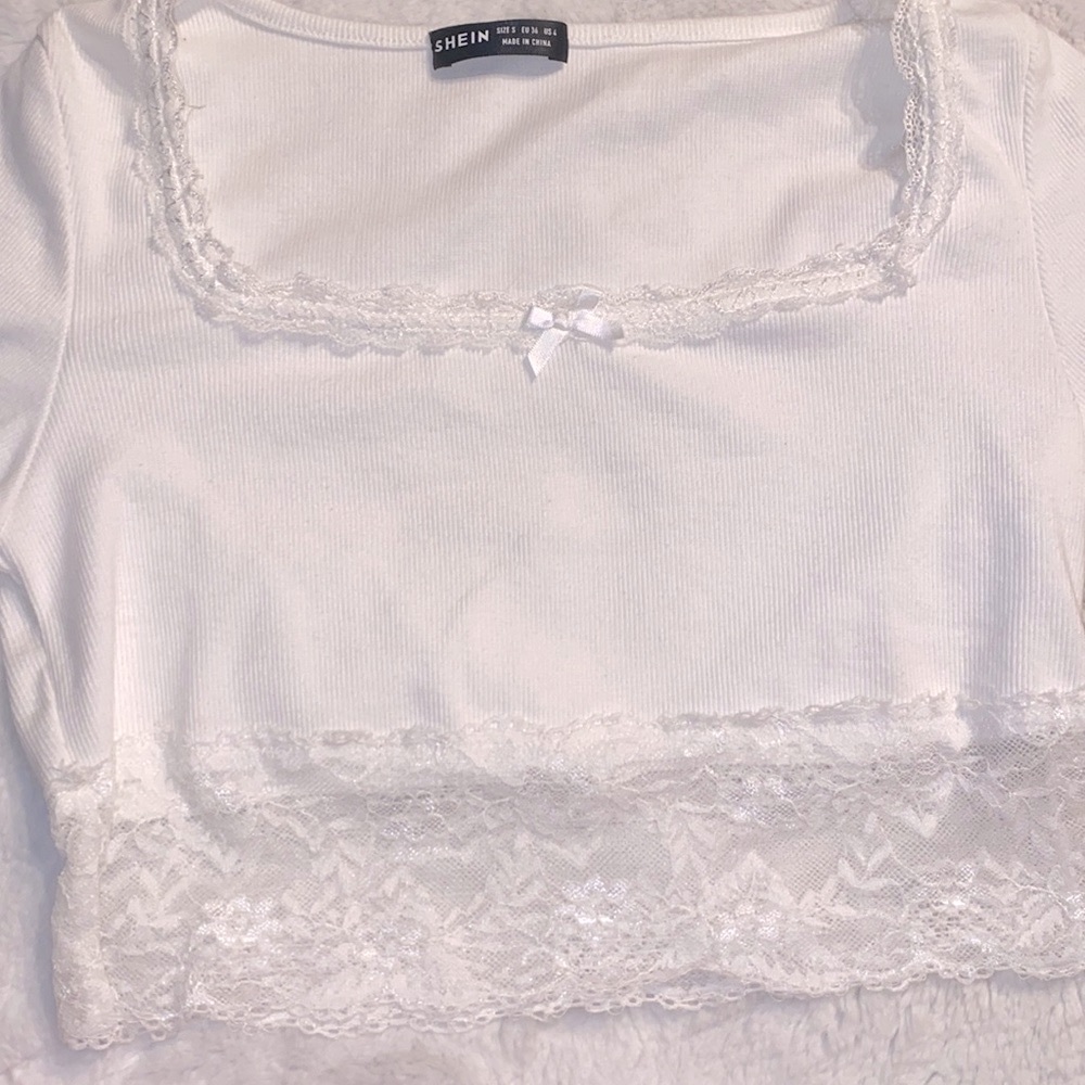 white lace crop top